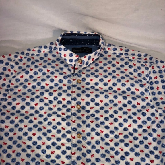 Fahrenheit All Over Citrus Polka Dot LS Button Up - Picture 2 of 6
